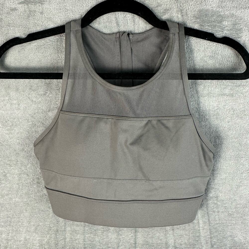 Zyia Active Sports Bra Womens Medium Gray All Star Zip Racerback Padded Workout